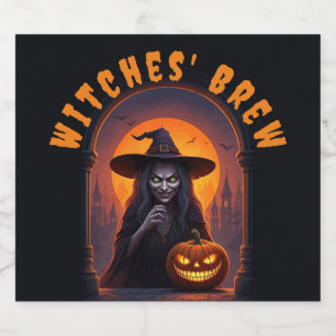 Thema van het Halloween-feest - Witches' Brew Bier Etiket
