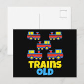 Thema voor 5-jarig kind trein verjaardagsfeestje briefkaart (Voorkant / Achterkant)