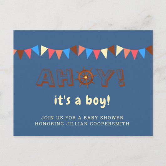 Thema voor Baby shower van autical Ahoy Boy Feestdagenkaart (Voorkant)