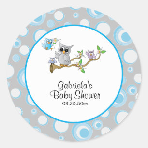 Thema voor blauwe en grijze Baby Baby shower Ronde Sticker