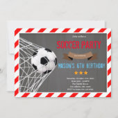 Thema voor rood en zwart voetbal Uitnodiging (Voorkant)