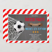 Thema voor rood en zwart voetbal Uitnodiging (Voorkant / Achterkant)