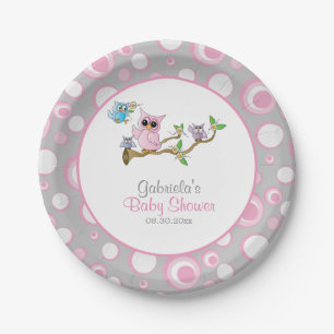 Thema voor roze en grijze Baby Baby shower Papieren Bordje