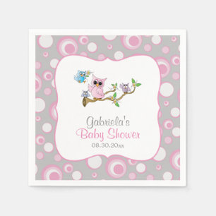 Thema voor roze en grijze Baby Baby shower Servetten