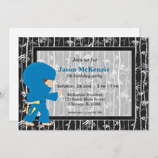 Thema voor verjaardag van Ninja Kaart (Voorkant / Achterkant)