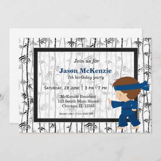 Thema voor verjaardag van Ninja Kaart (Voorkant / Achterkant)