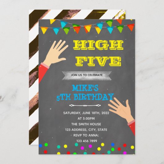 Thema voor vijfjarige verjaardag kaart (Voorkant / Achterkant)