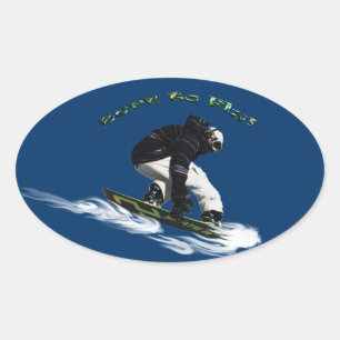 Thema voor wintersport in de wintersnede Cool Snow Ovale Sticker
