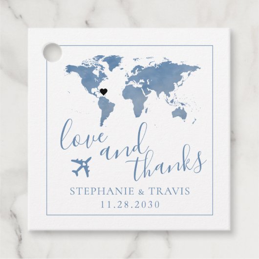 thema Wereldkaart reizen bestemming Bedankjes Labels (Voorkant)