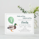 Thema Wilde Eend 1e Verjaardagsfeestje Kaart (Staand voorkant)