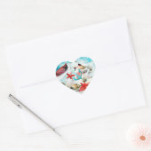 Thema zeehondenvarken Anchor Starfish Beach Hart Sticker (Envelop)