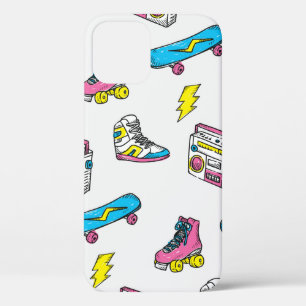 themaachtergrond met sneakers-radio-schaats iPhone 12 hoesje