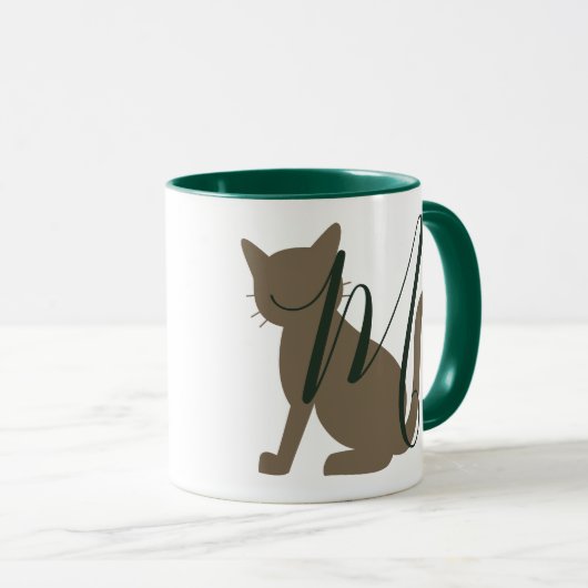 Thema's met roestvrij kat Groen en bruin Mok (Voorkant rechts)