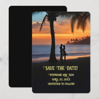Thematische strand save the date kaart