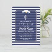 Thematische uitnodiging voor doopfeest met zilver (Staand voorkant)