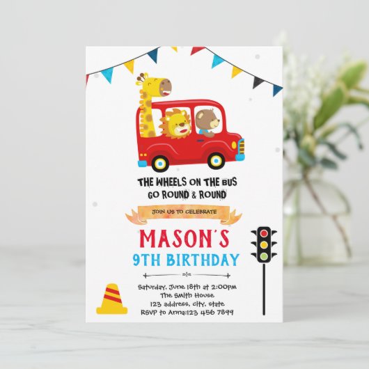 themauitnodiging voor het verjaardagsthema van de kaart (Staand voorkant)