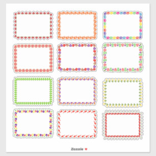 Thème alimentaire coloré encadré Étiquettes blancs