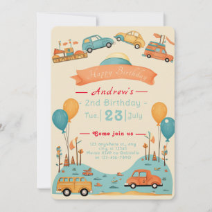 Thème anniversaire de enfant automobile Invitation