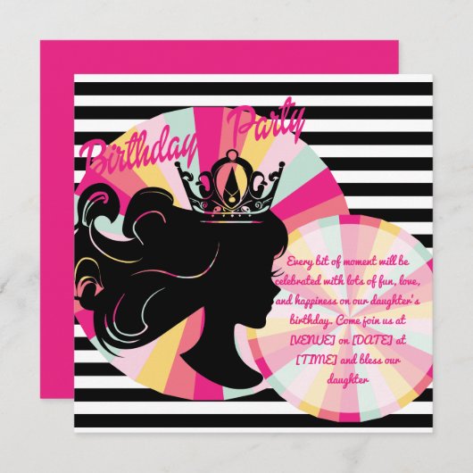 thème anniversaire Invitation (Devant / Derrière)