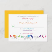 Thème Arc-en-ciel Oiseaux Fleurs Mariage Réponse R (Devant / Derrière)