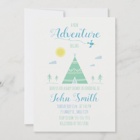 Thème aventure - invitation baby shower (Devant)