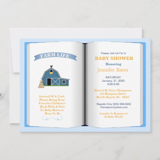 Thème Baby shower du livre agricole Invitation (Devant)