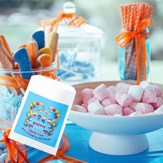 Thème Bleu Anniversaire Merci Favoriser les sacs