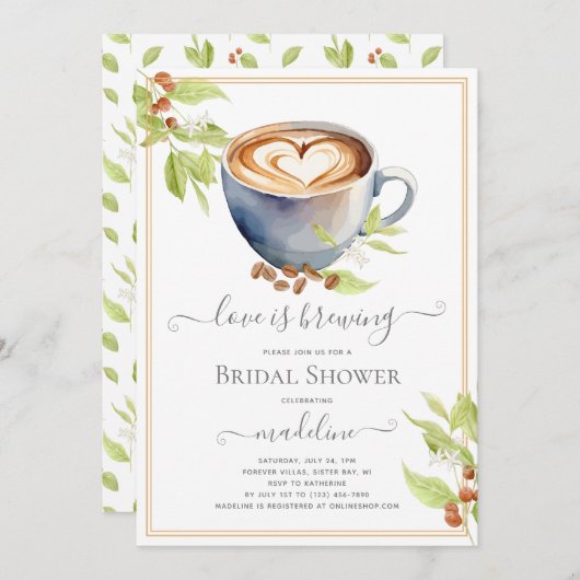 Thème café Bridal Show Invitation (Devant / Derrière)