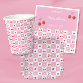 Thème Cerise Serviette en Papier Rose et Blanche