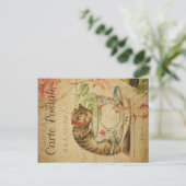Thème Chat vintage | Carte Postale | Chat & Teacup (Debout devant)