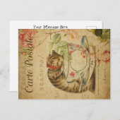 Thème Chat vintage | Carte Postale | Chat & Teacup (Devant / Derrière)