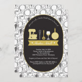 Thème cuisine Douche nuptiale Invitations or noir (Devant / Derrière)