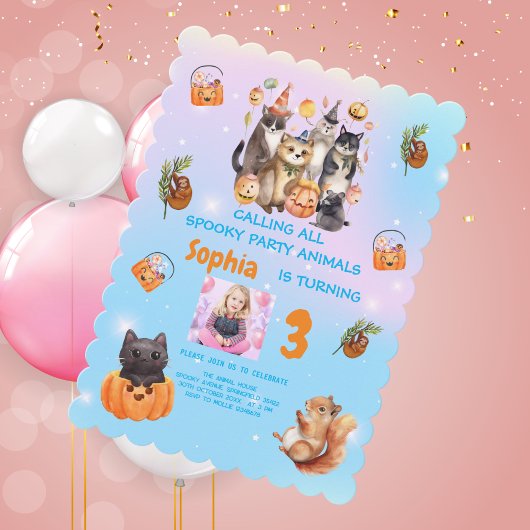 Thème d'animaux de fête effrayants pour invitation