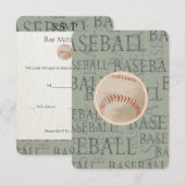 Thème de baseball de la carte RSVP Bat mitzvah de  (Devant / Derrière)