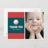 Thème de baseball Merci carte postale pour les gar (Devant / Derrière)