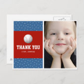 Thème de baseball Merci carte postale pour les gar (Devant / Derrière)