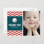 Thème de baseball Merci carte postale pour les gar (Devant / Derrière)
