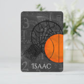 Thème de basket-ball de la carte RSVP Bat mitzvah (Debout devant)