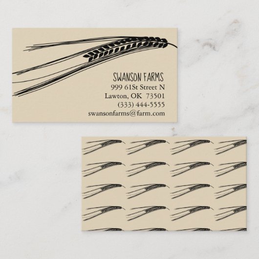 Thème de blé de ferme de carte de visite (Devant / Derrière)