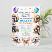 Thème de chien 7ème anniversaire Fête Invitation (Debout devant)