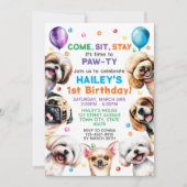 Thème de chien Anniversaire Fête Invitation (Devant)