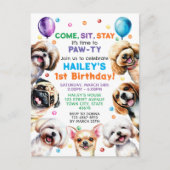 Thème de chien Anniversaire Fête Invitation (Devant)