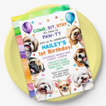 Thème de chien Anniversaire Fête Invitation