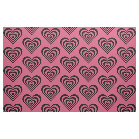 Thème de coeur Tissu d'impression rose chaud (Fat Quarter)