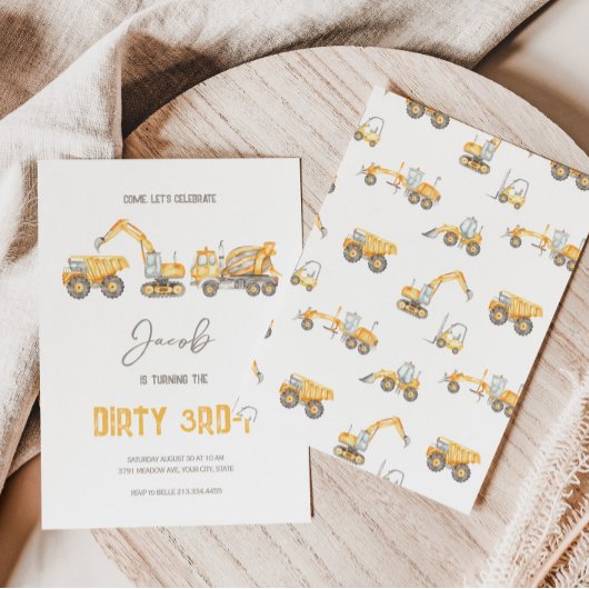 Thème de construction 3ème anniversaire Invitation