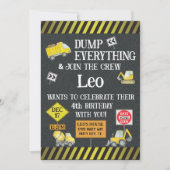 Thème de construction Anniversaire Fête Invitation (Devant)