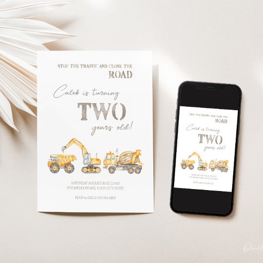 Thème de construction Invitation de deuxième anniv