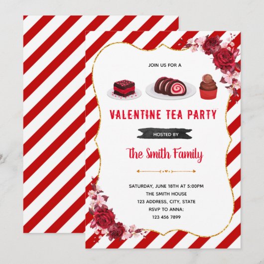Thème de dessert Valentine Invitation (Devant / Derrière)