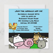 Thème de ferme Customisé Invitations d'anniversair (Dos)