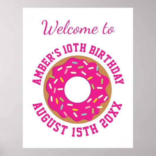 Thème de fête d'anniversaire gâteau donut affiche (Devant)